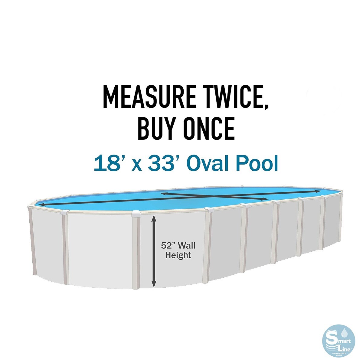 SmartLine 18 x 33 x 52" Oval Liner Fits Esther Williams / Johnny Weismuller Pool gallery