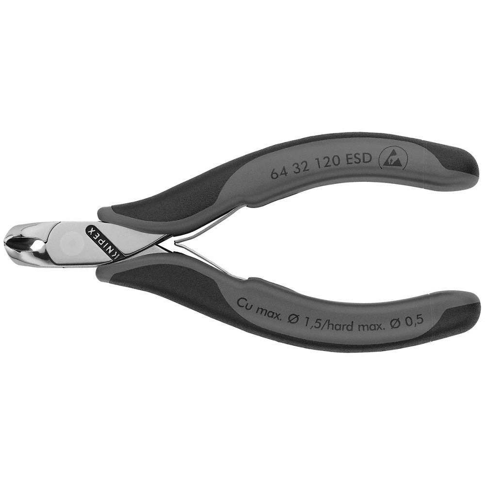 KNIPEX 64 32 120 ESD ESD End Cutting Nippers,4-3/4in.L,7/16in 38UT76