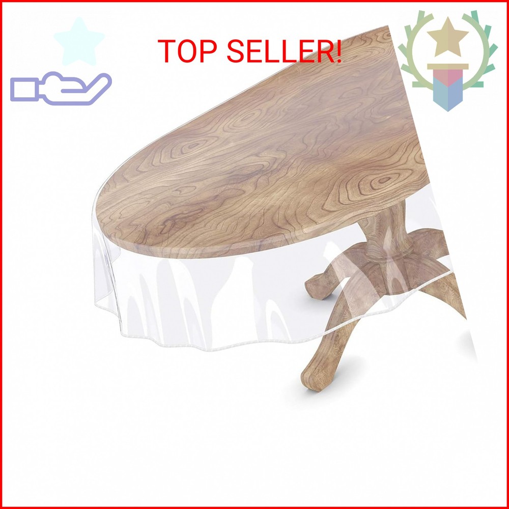 Cyberlight Clear Oval Table Cover Protector 60 x 90 Inches Oval Shape Plastic Tr