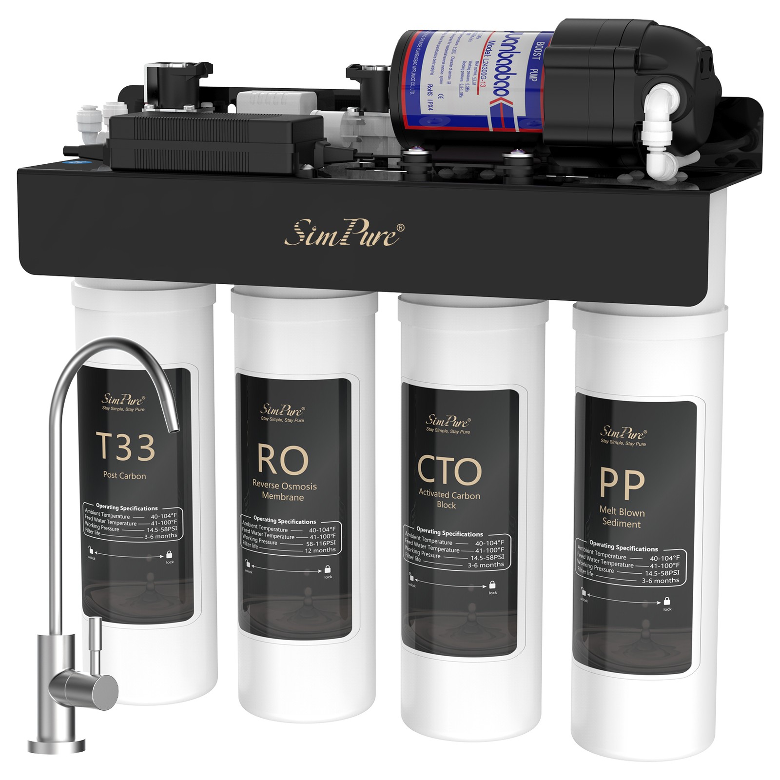 SimPure 8-Stage Tankless RO UV Reverse Osmosis System 400GPD Water Filter System gallery
