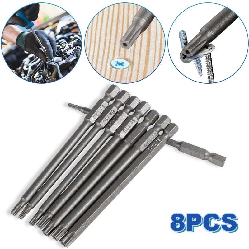 8PCS 100mm Extra Long Torx Screwdriver Bits Set - Security Hex Magnetic gallery