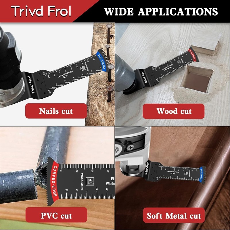 6 Pcs Extra Long Oscillating Tool Blades, Bi-Metal Curved Edge Multitool Blad... gallery