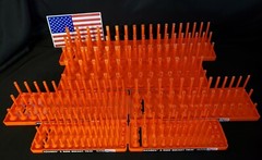 Hansen 3 Row Socket Tray Metric SAE Tool Rack Holders 1/4″ 3/8″ 1/2″ Orange -USA