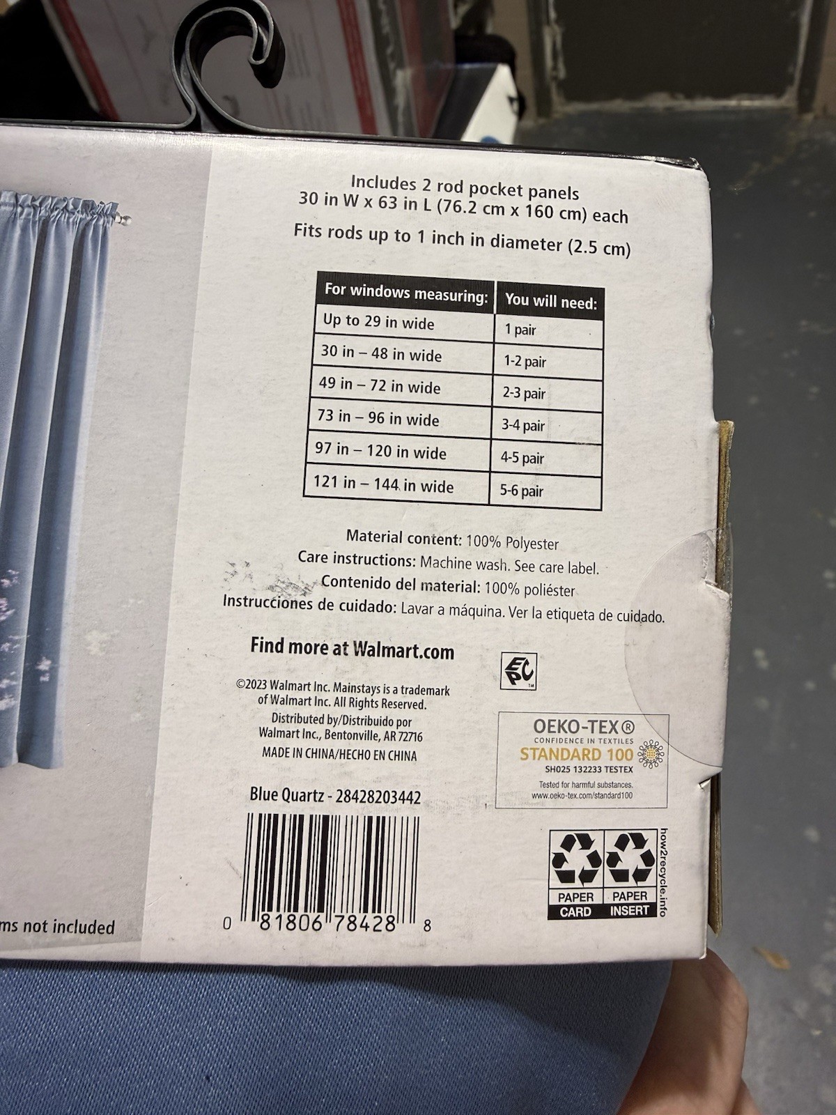 Mainstays 63in Blackout Panel pair - Rod Pocket-Light Blue- 30inx63in gallery