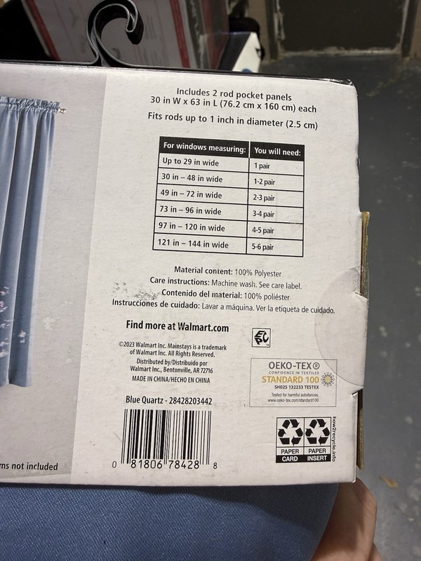 Mainstays 63in Blackout Panel pair - Rod Pocket-Light Blue- 30inx63in gallery