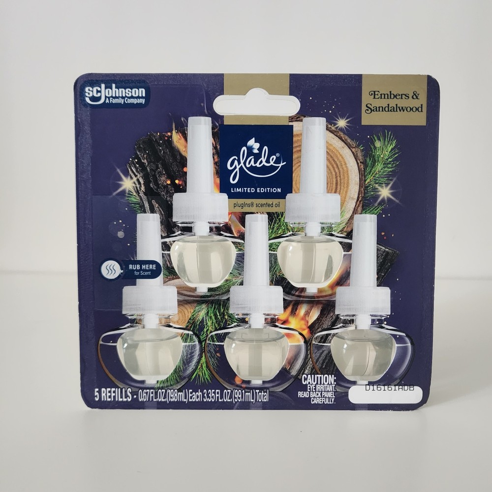 5 Count Glade Plugins Scented Oil Refills - Embers & Sandalwood Limited Edition