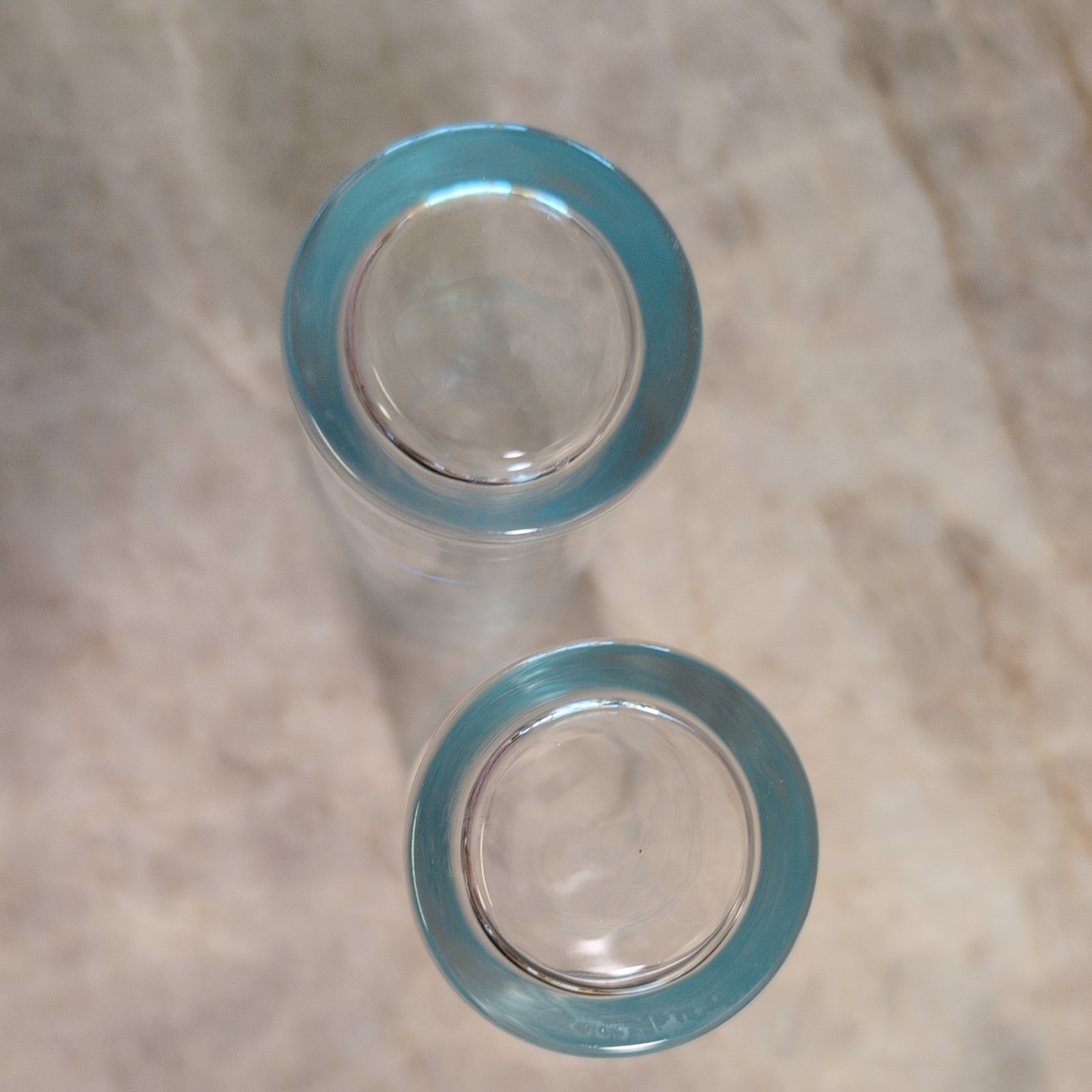 Mid Century Modern Atomic Style Aqua Turquoise Collins Pair of Tall Glasses gallery