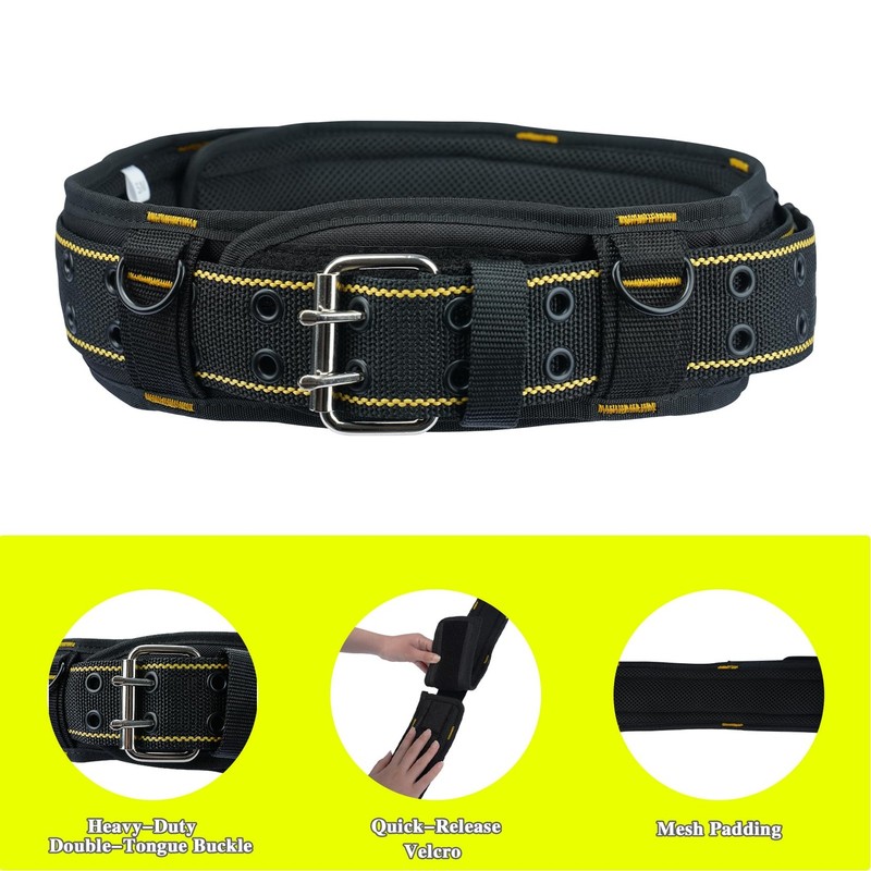 Padded Tool Belt With D Ring For Men Construction Strong Durable Double Metal Ro gallery