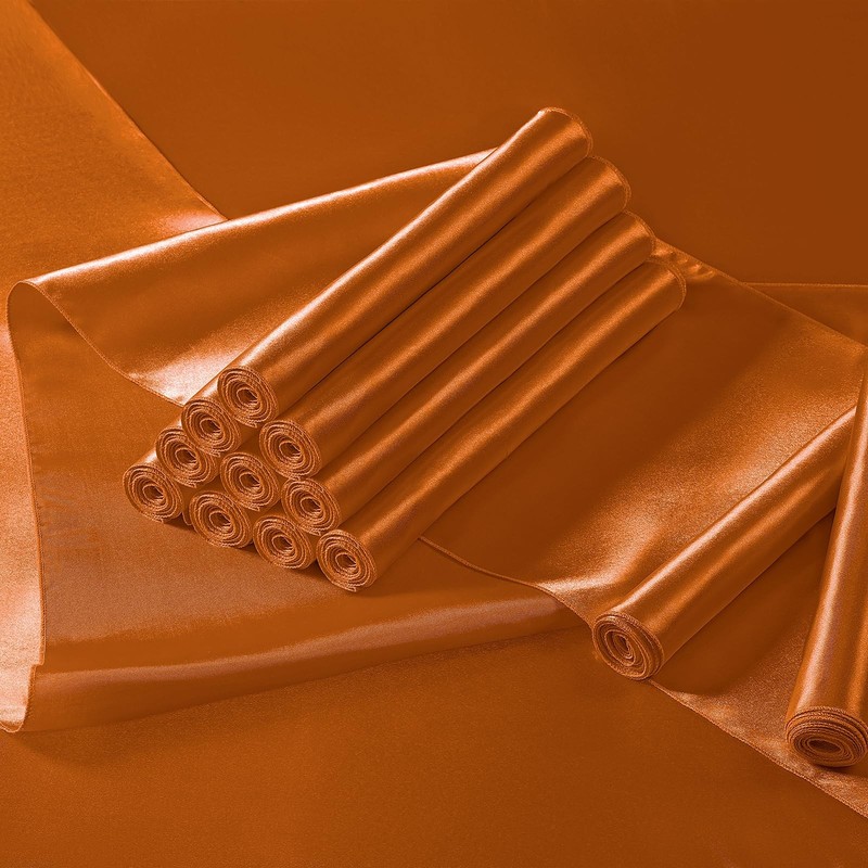 12 Pcs Burnt Orange Satin Table Runner 12x108 Inch Long Wedding Party Decor gallery