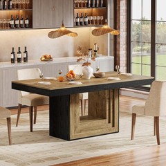 63 Inch Rectangular Dining Table Farmhouse Wooden Kitchen Table for 4-6 People