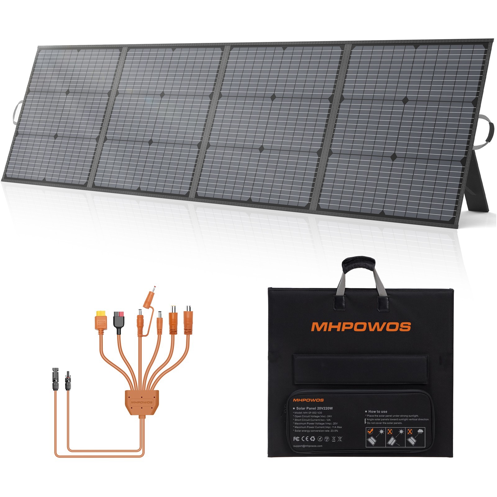 MHPOWOS 220W Solar Panel Portable for Outdoor Camping RV Emergency Power Supply gallery