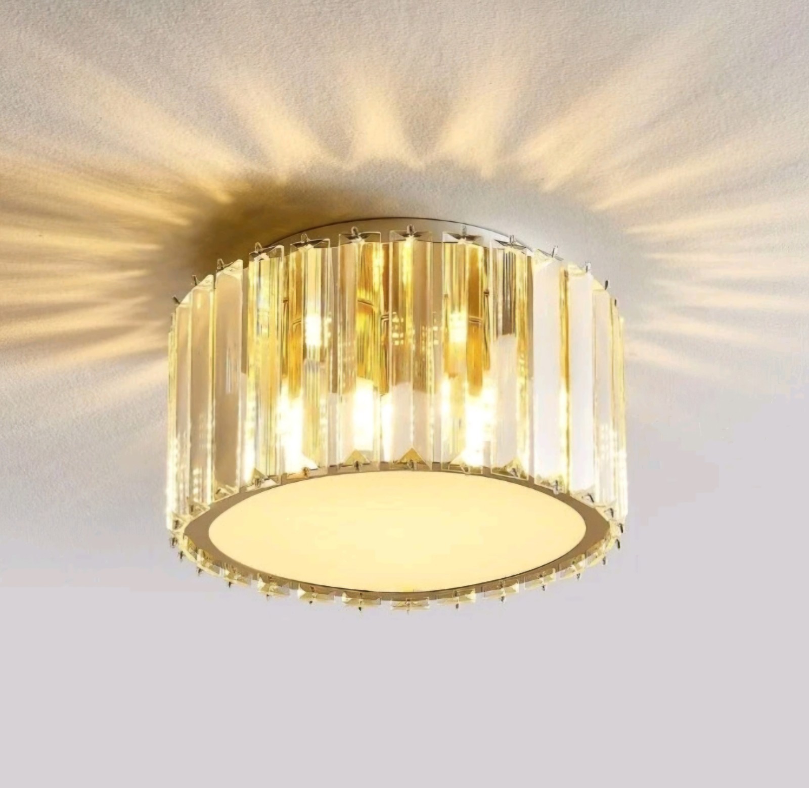 Fancy Crystal Ceiling Light Fixture Mini Flush Mount Chandelier G9 Socket -Gold gallery