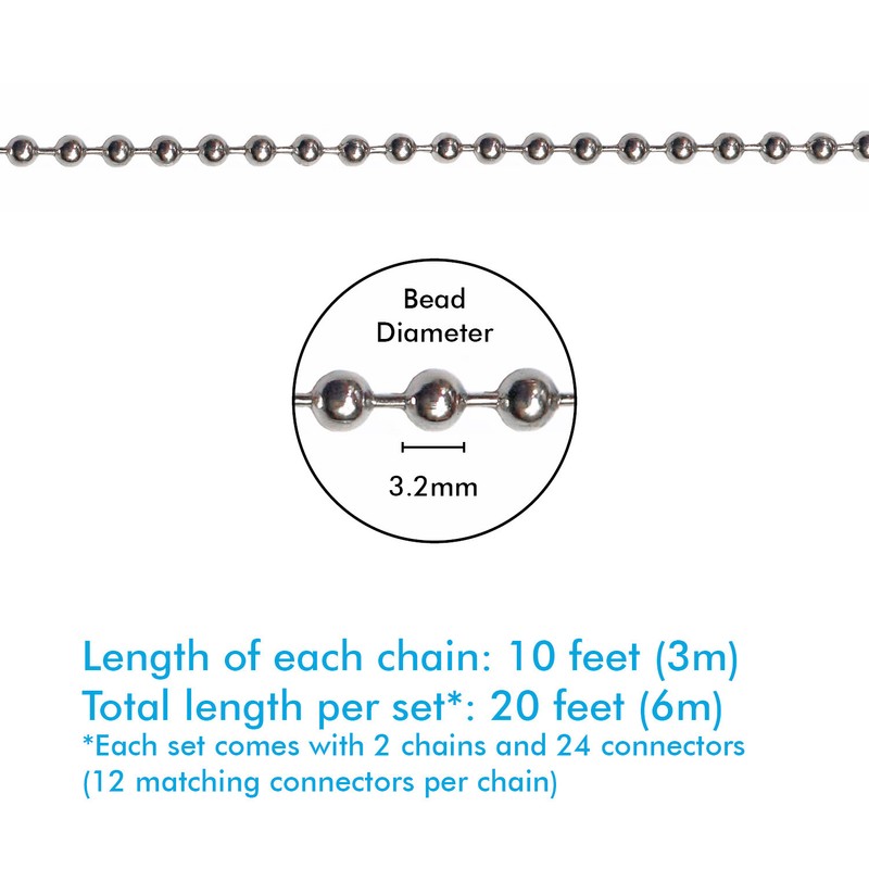 2pack Beaded Pull Chain Extension with Connector 10 Feet Beaded Roller Chain gallery