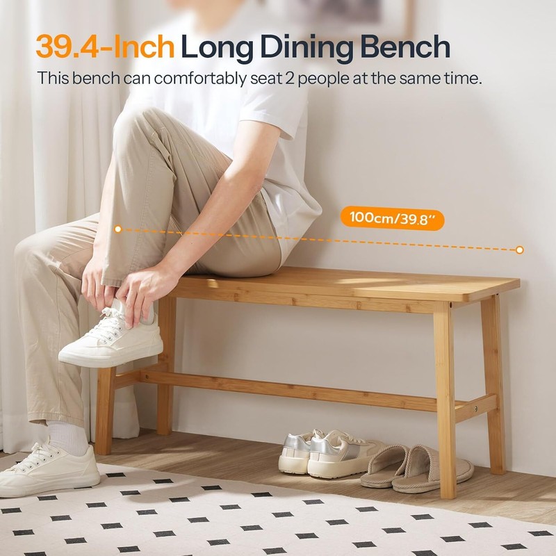 39.3'' Bamboo Dining Table and Chairs, Kitchen and Living Room Bench gallery