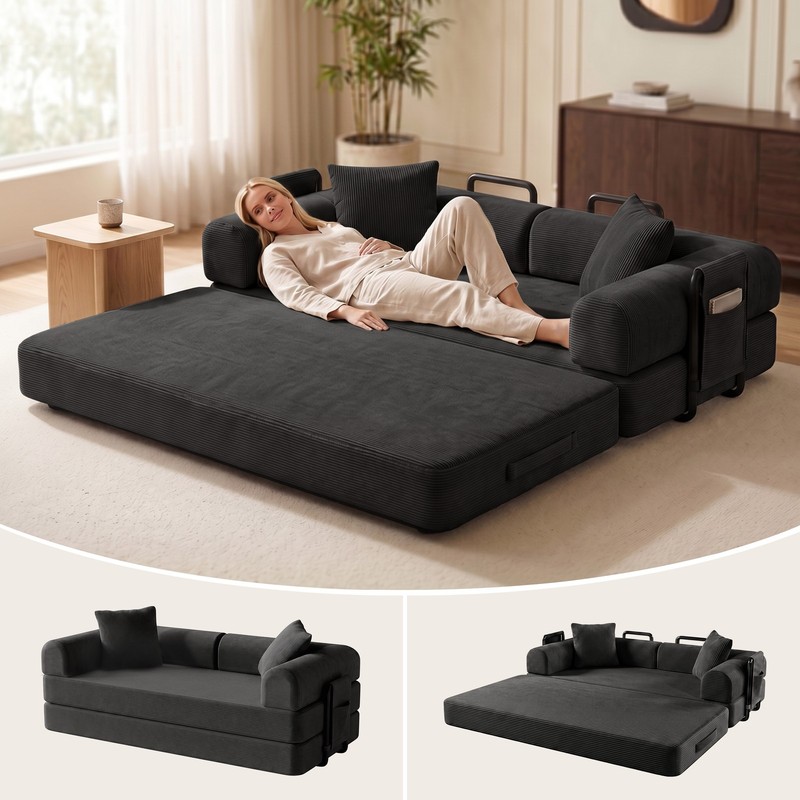 80" Convertible Sofa Bed w/ 2 Storage Bag, Loveseat Sleeper Couch Modular Sofa gallery