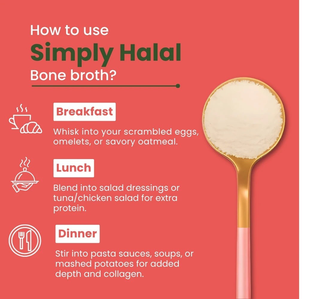 Simply Halal Bone Broth Powder Made in USA 100% Halal Certified gallery