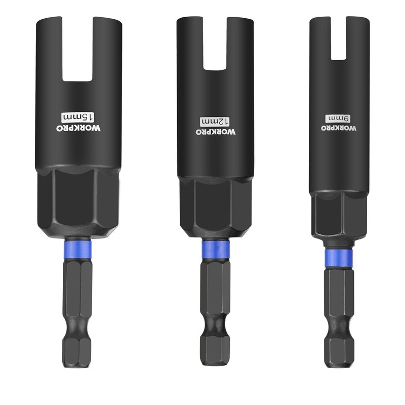 WORKPRO Wing Nut Driver Set 3 PCS Compatible 1/4'' Hex Shank 9mm 12mm 15mm New gallery