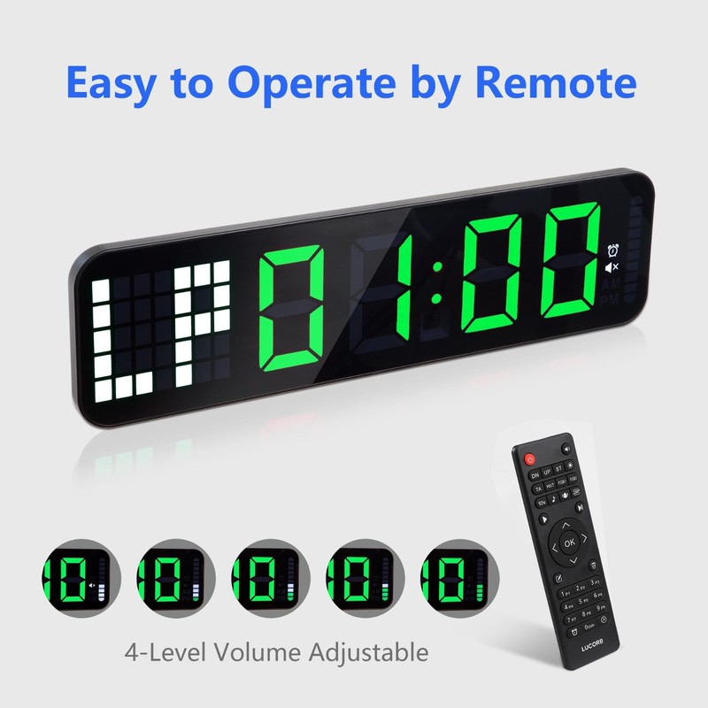 Large 15" Gym Timer Wall Clock - Interval Countdown with Remote for Fitness & Bo gallery
