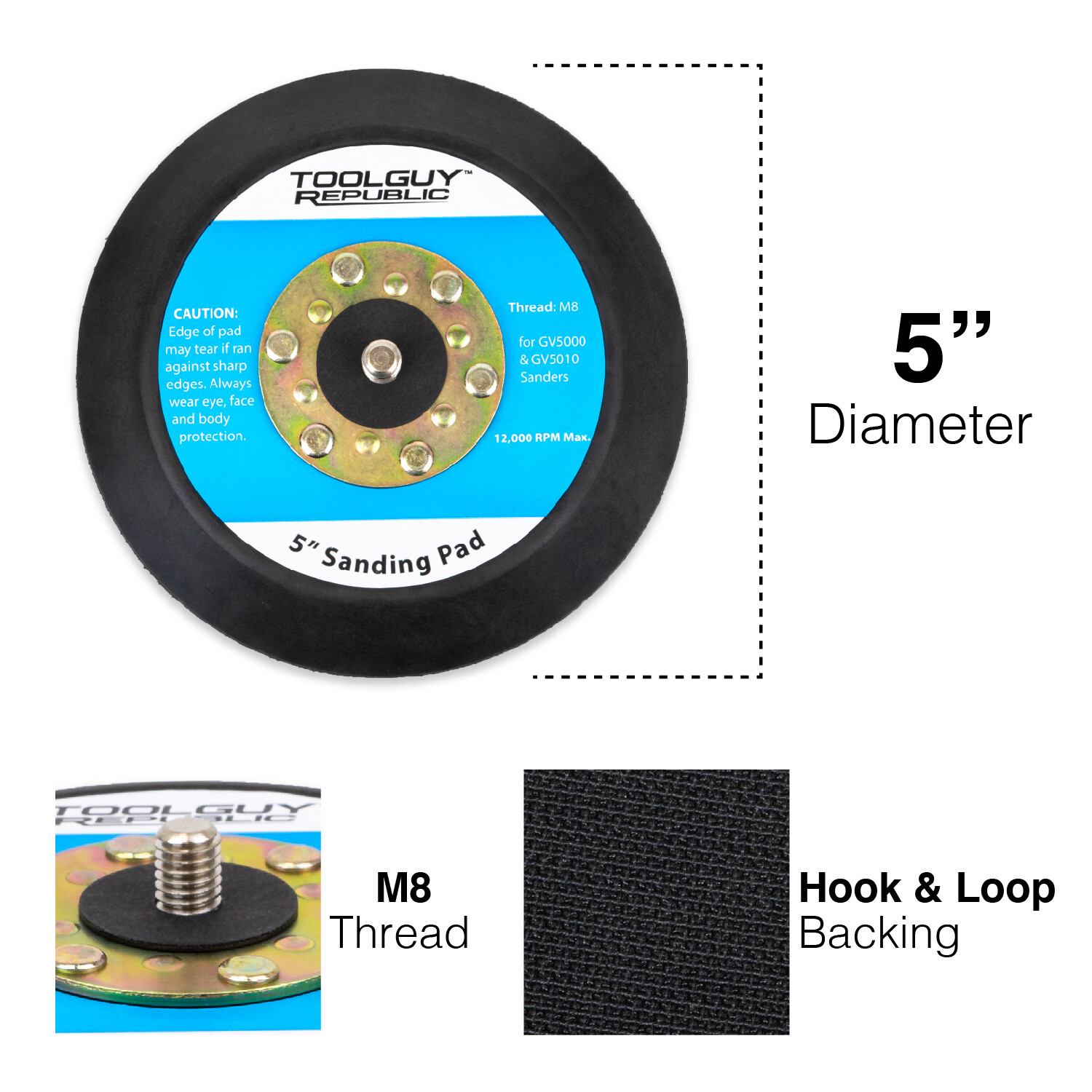 TGR 5" Hook and Loop Sanding Pad for Makita GV5000 and GV5010 gallery