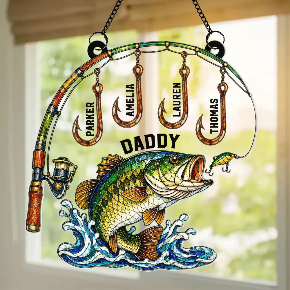 Fishing Daddy With Kids Names - Personalized Suncatcher Heartfelt Gift For Fish gallery