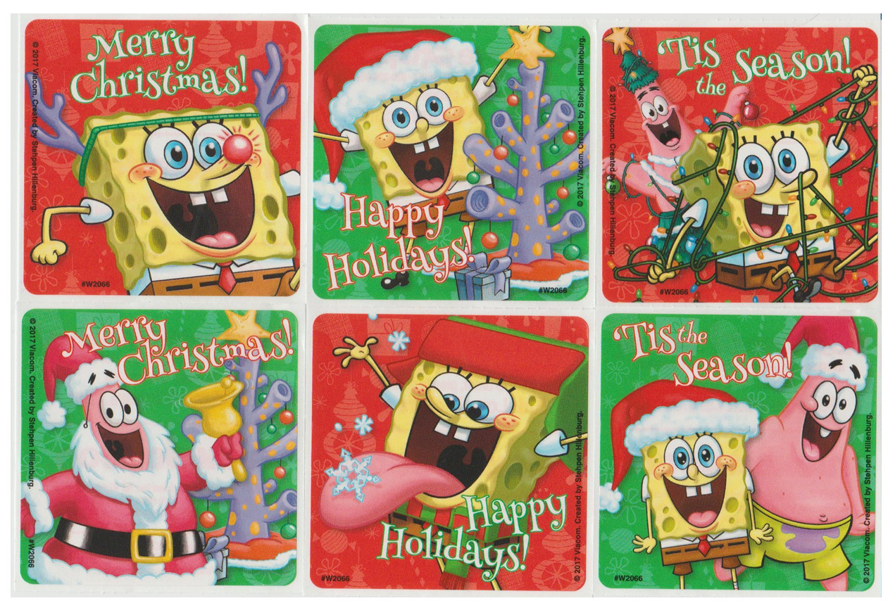 25 SpongeBob Christmas Stickers, 2.5" x 2.5" gallery