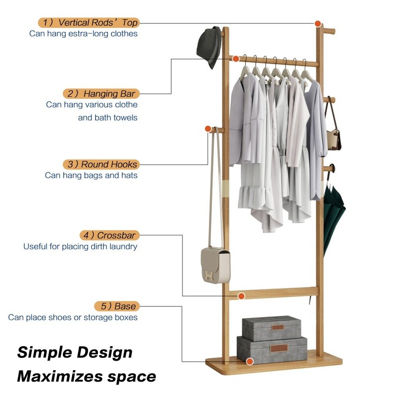 71" Coat Racks solid wood hanger Solid environmental protection easy to assemble gallery