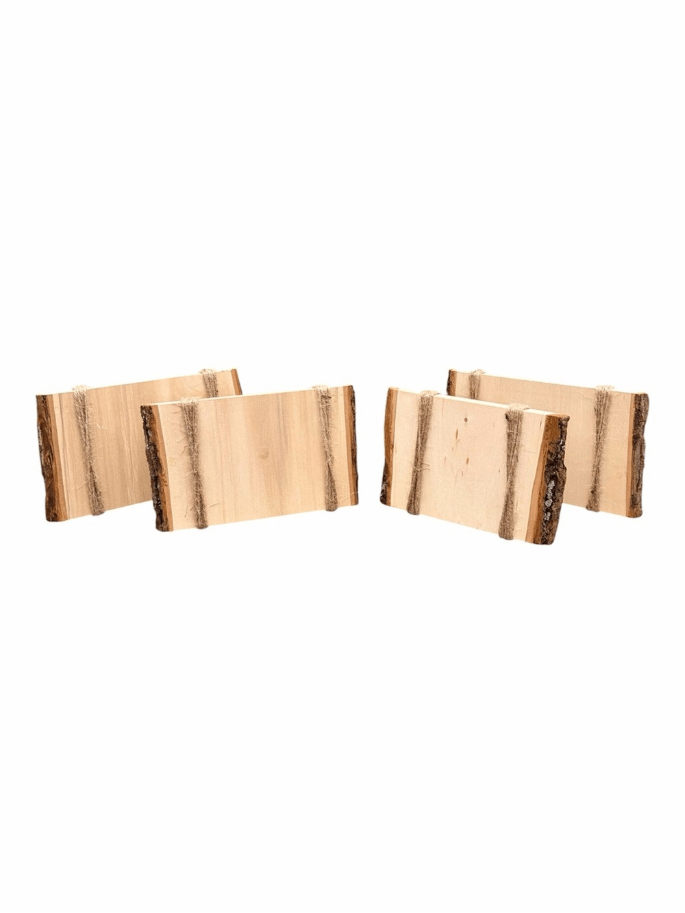 Four (4) Rustic Brown Wood Handmade Photo Frames w/Twine Natural Home Decor gallery