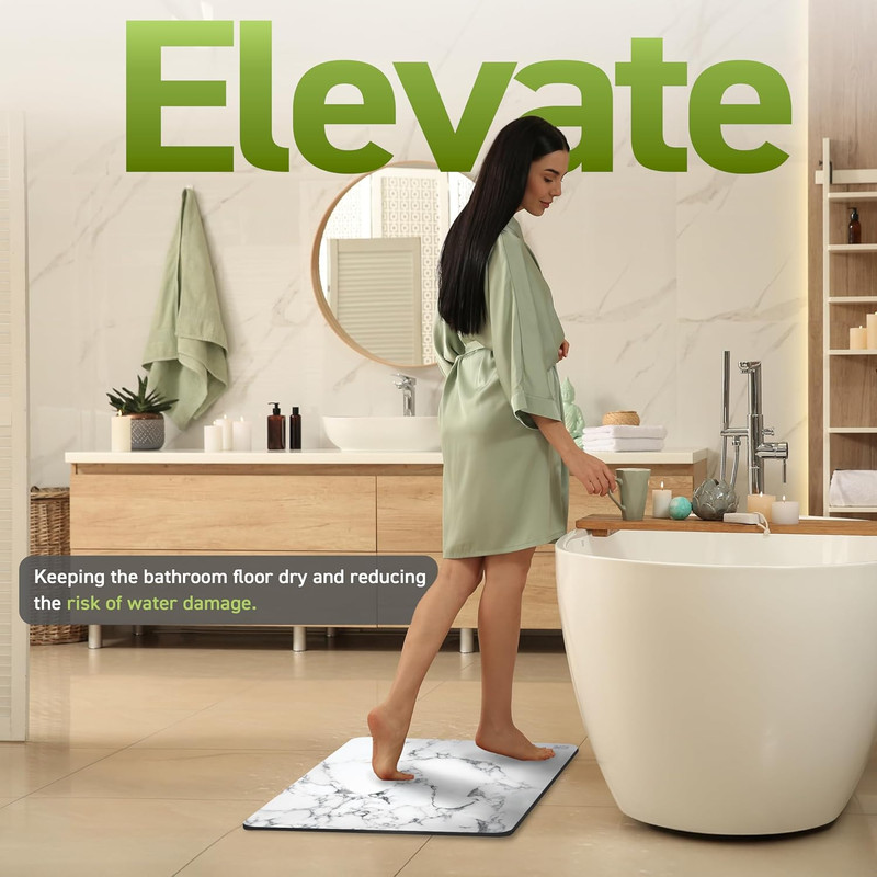 Diatomaceous Earth Bath Mat | Non-Slip, Quick Drying, Easy to Clean (Onyx Marble gallery