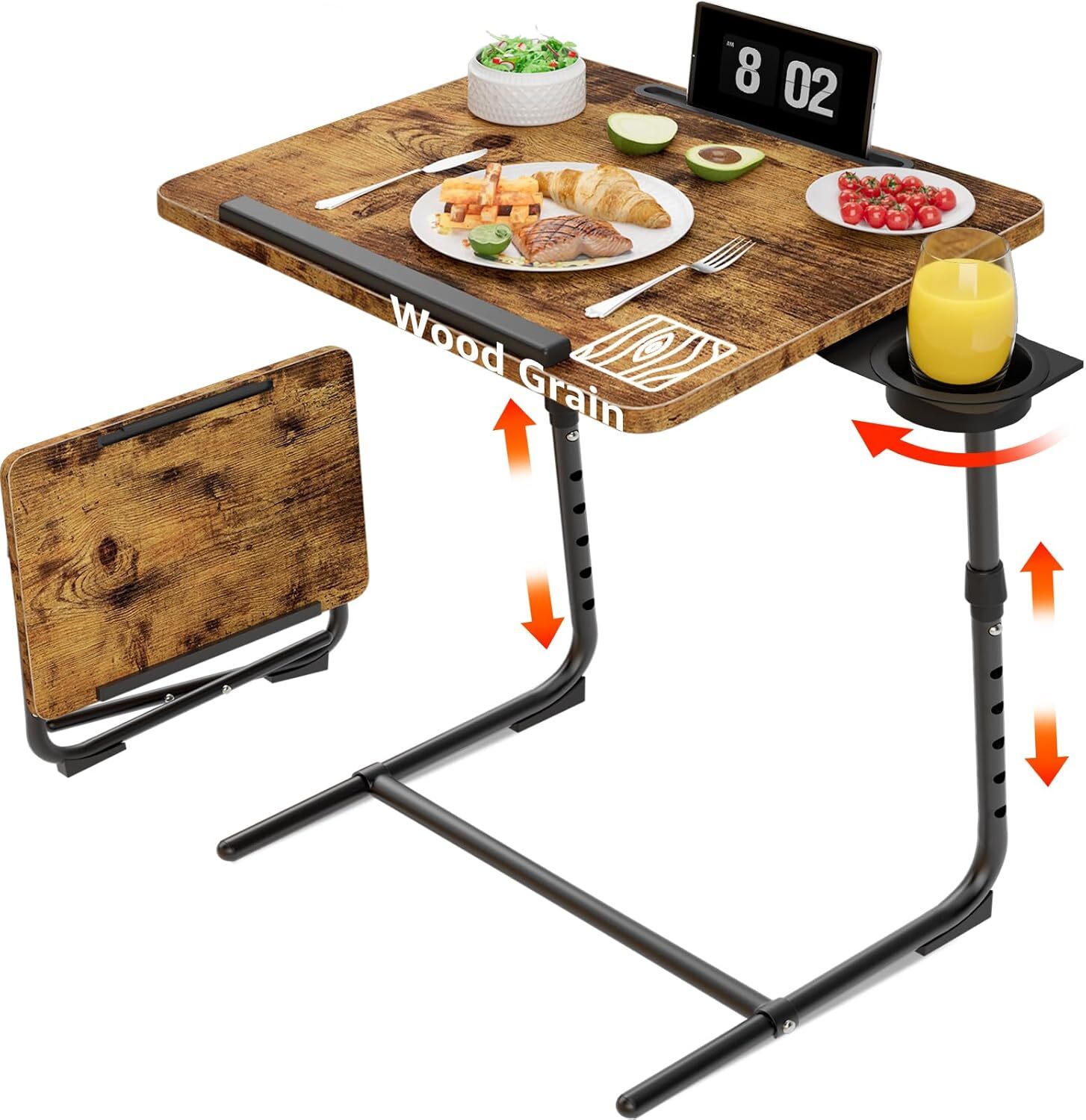 Folding TV Tray Adjustable Dinner - Trays for Eating On Couch Wooden Tables Mate gallery