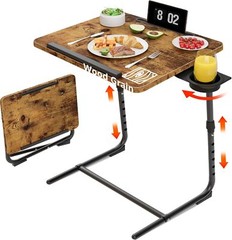 Folding TV Tray Adjustable Dinner – Trays for Eating On Couch Wooden Tables Mate