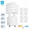 4 Pack Spiral CFL Fluorescent 13 Watt =60W Twist and Lock GU24 4100K Cool White gallery