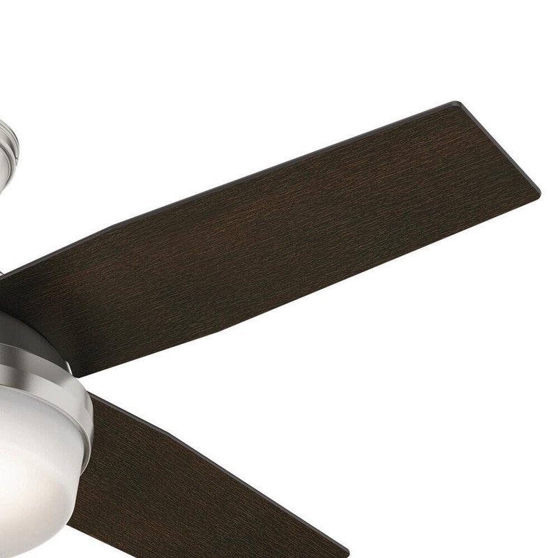 44" Brushed Nickel Indoor LED Ceiling Fan Painted Cased White Glass Bowl Shade gallery