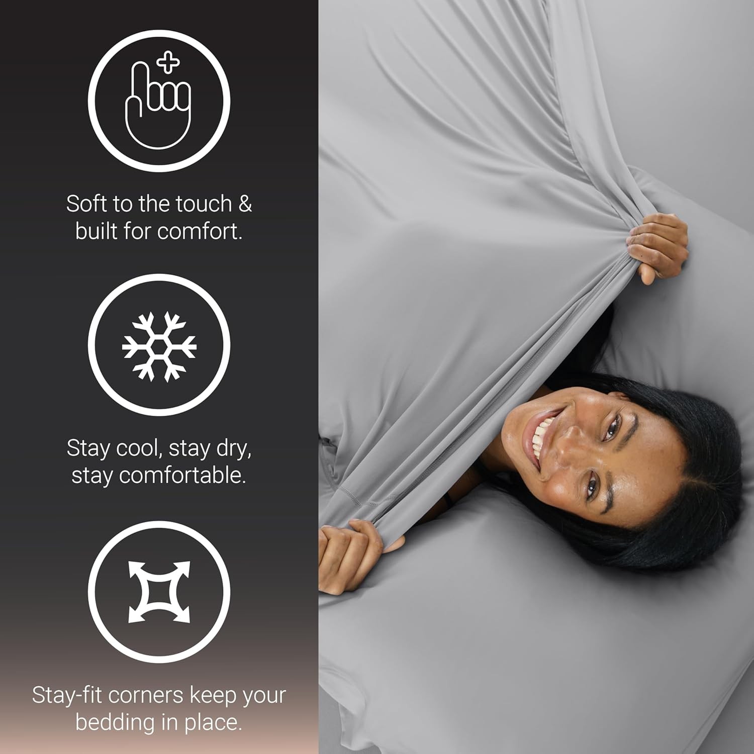 SHEEX Active Comfort Cooling Sheets Queen Pewter 4pc Moisture Wicking Breathable gallery
