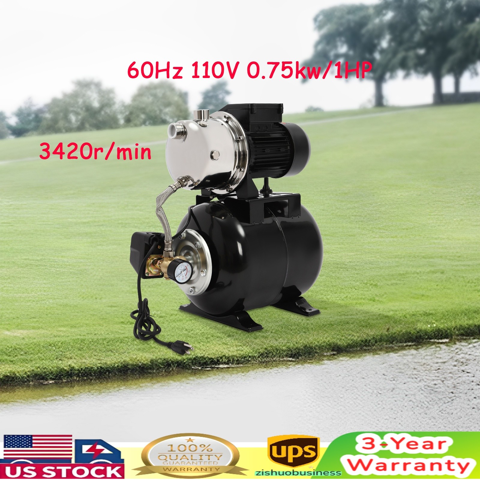 Shallow Well Pump+pressure Tank, Water Pump Booster System For Home, Farm, Pool gallery