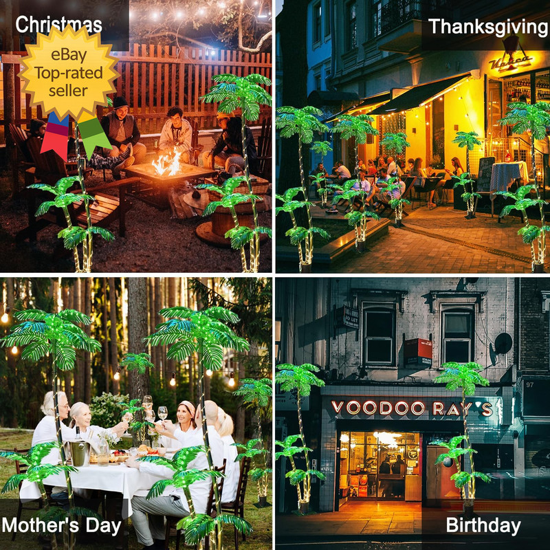 7FT Lighted Artificial Palm Tree with Three Trunks and 260 LED Lights Ideal gallery