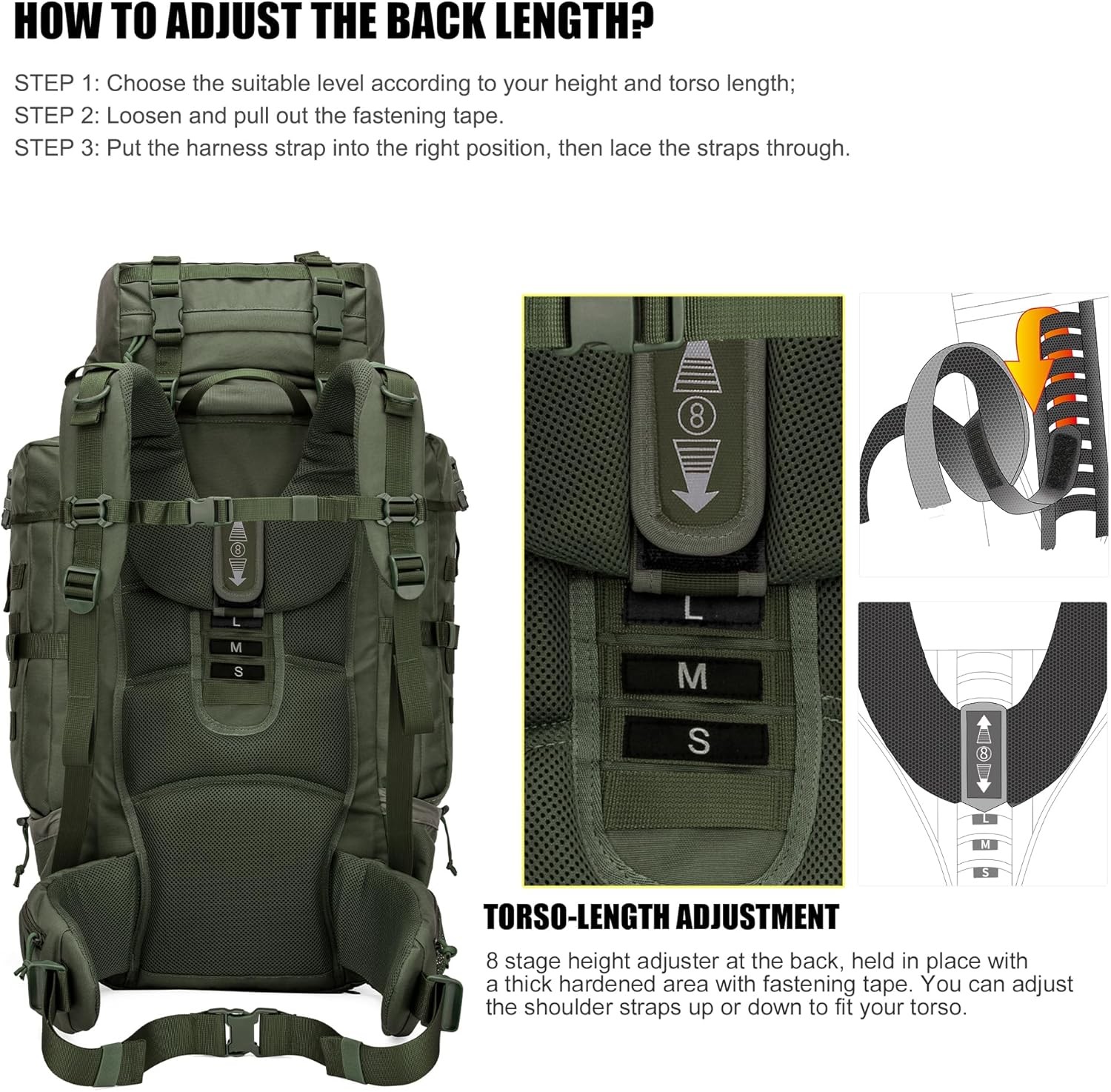 Backpack 70L Internal Frame For Hunting Camping Hiking 5