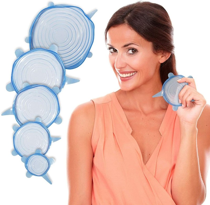 6Pcs Stretch Silicone Lids Bowl Reusable Kitchen Food Storage Wrap Sealing Cover gallery