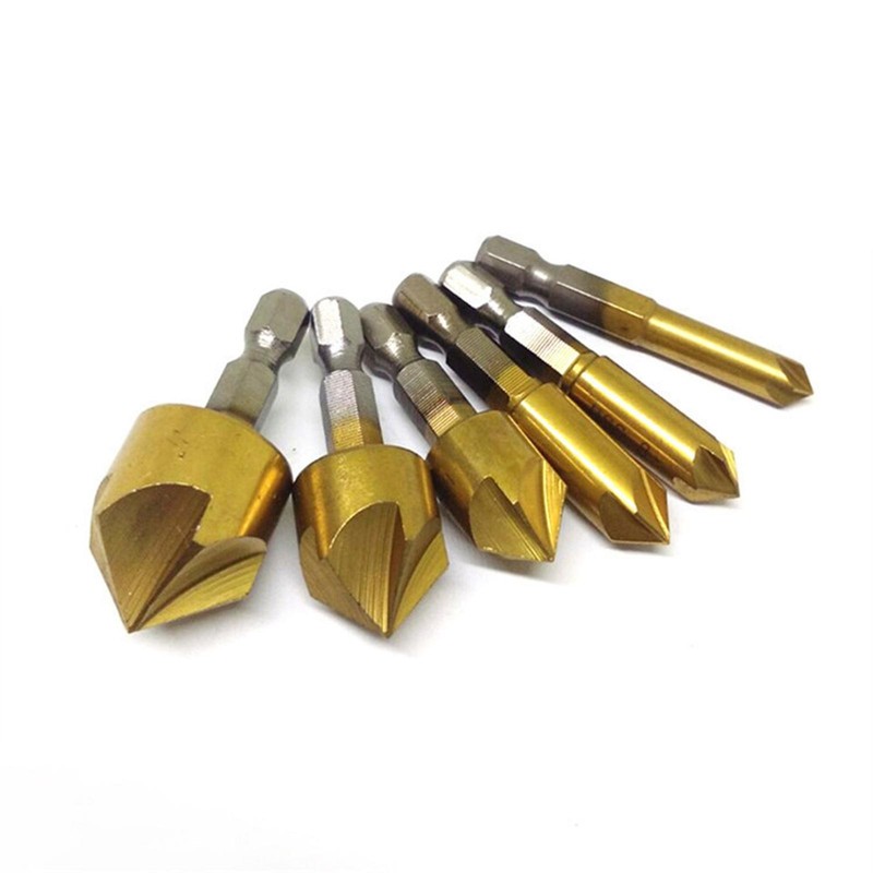 6Pcs Countersink Tool Bit Set 1/4'' Hex Shank Counter Sink For Steel Metal Wood gallery