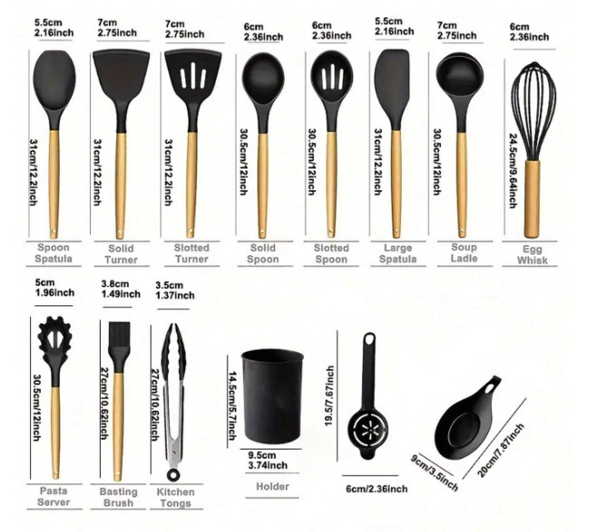 14 Pcs Silicone Cooking Utensil Kitchen Set Heat Resistant Nonstick Spatula Tool gallery