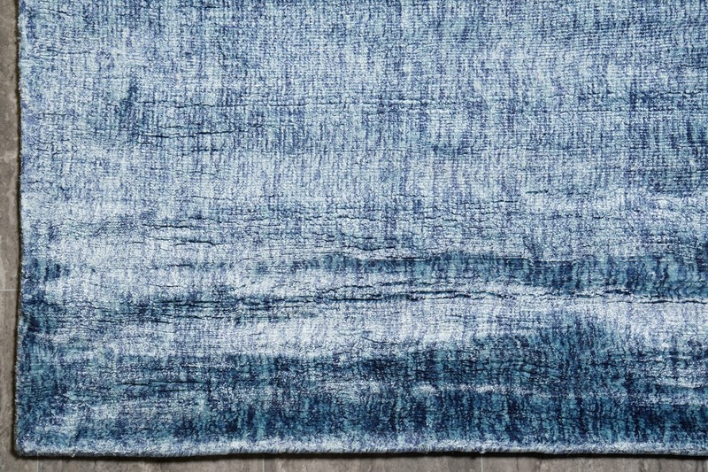 8 x 10.4 Light Blue Solid Plain Color Modern Rug Bamboo Silk #F-4535 gallery