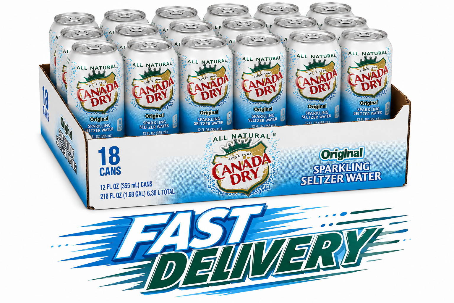 Canada Dry Original Sparkling Seltzer Water, 12 fl oz Cans (Pack of 18) gallery
