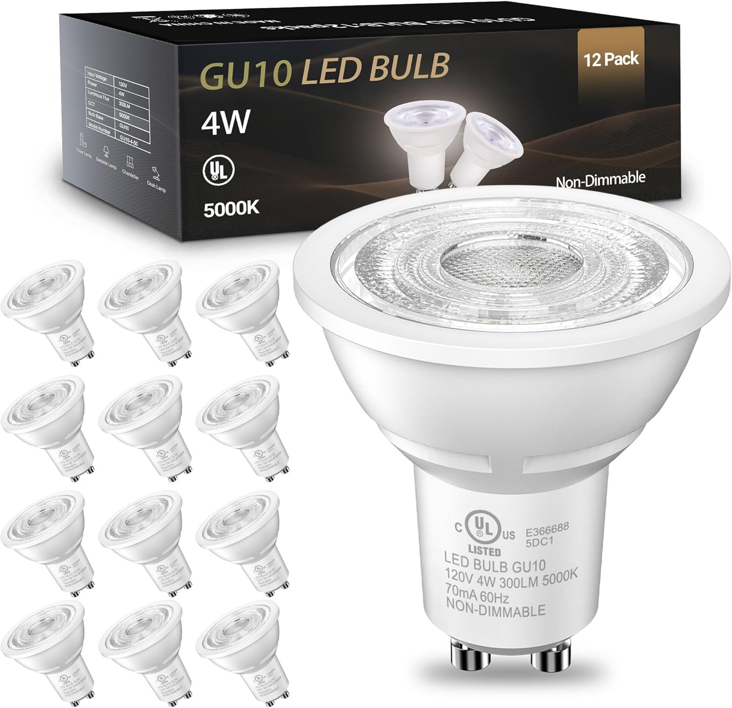 TJOY GU10 LED Light Bulbs Non-Dimmable, 4W, 5000K Daylight White, 300LM gallery