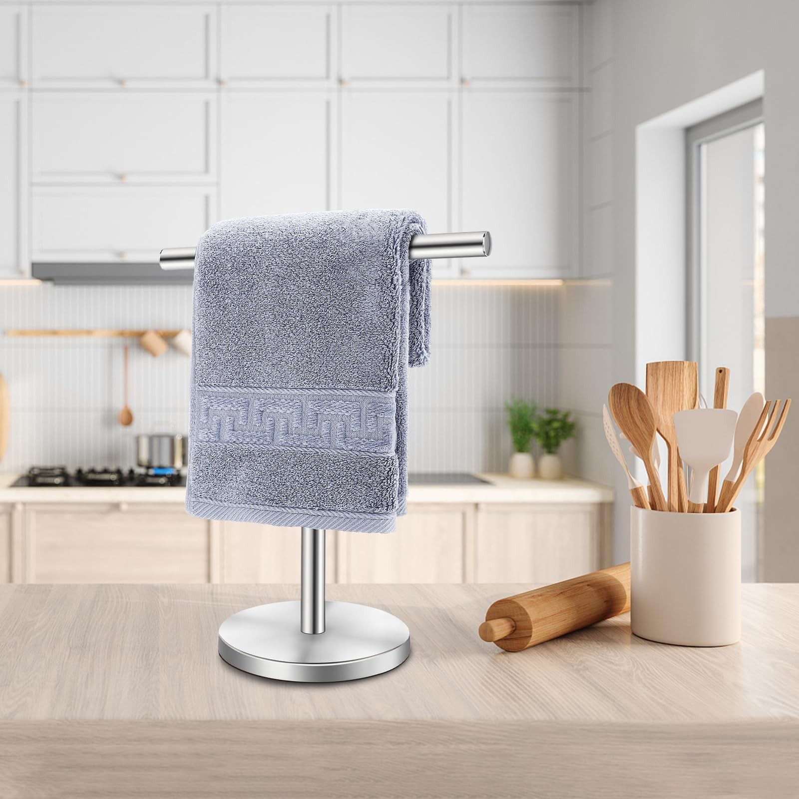 T-Shape Bath Hand Towel Holder Stand Stainless Steel Free Standing Hand Towel R gallery