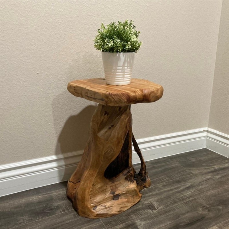 Rustic Cedar Roots Flower Stand Stool, Tree Stump Stool Side Table 19.5" H gallery