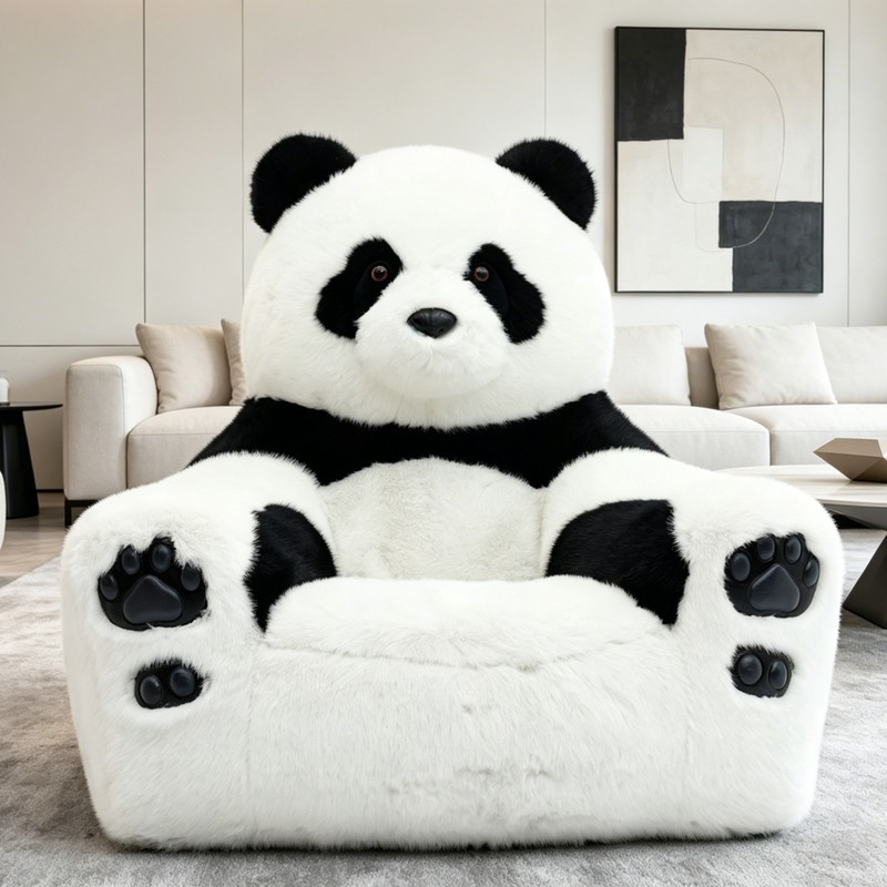Cute Panda Couch Inflatable Premium Plush Sofa Single Lounge Chair - Living Room gallery