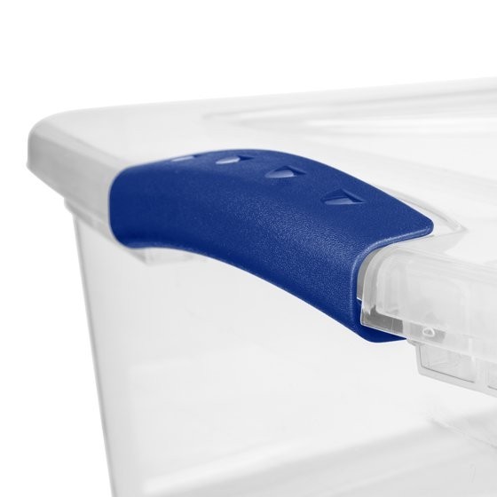 Sterilite 32 Quart Latch Box, Clear Plastic Storage Bin with Lid, Blue Latch gallery