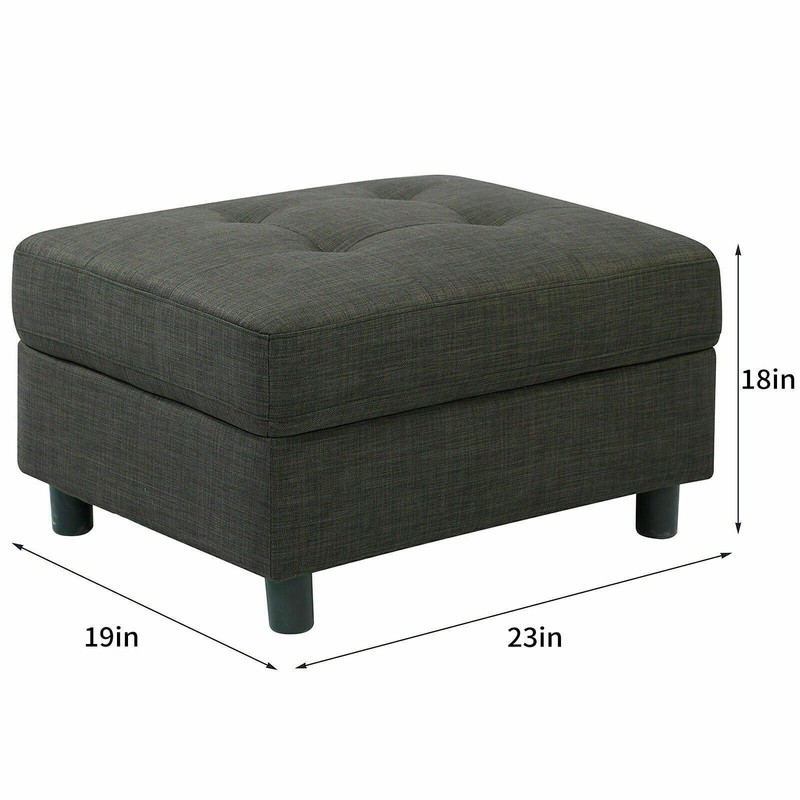 DAZONE Modern Modular Sectional Sofa Set L-Shaped Linen Fabric Couch w/Ottoman gallery