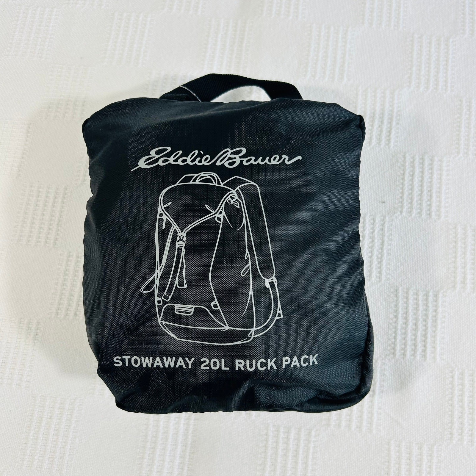 Eddie Bauer 20L Stowaway Ruck Pack Black 100% Polyester 3