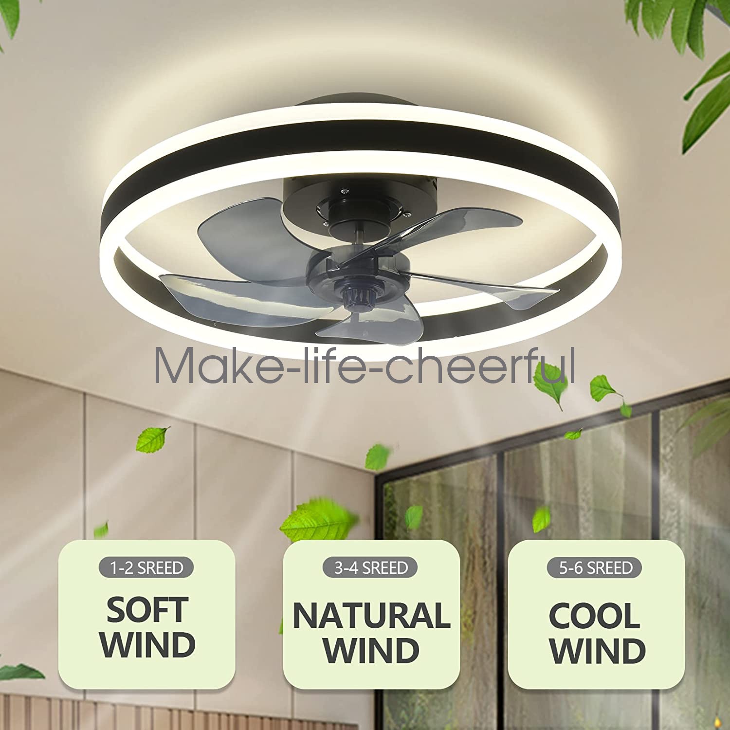 Modern Chandelier Ceiling Fan Dimmable LED Reversible 6 Speeds Wide Application gallery