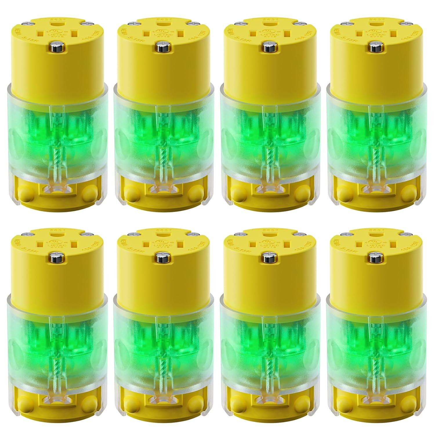8 Pack 15 a 125V Lighted Extension Cord Replacement Ends,15 Amp Plug Straight Bl gallery